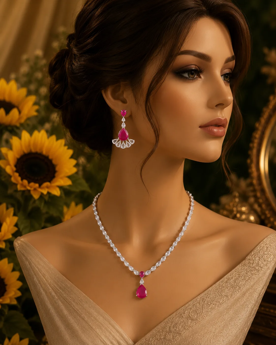 Gulaab Ruby Drop Necklace Set — The Elysion Edit