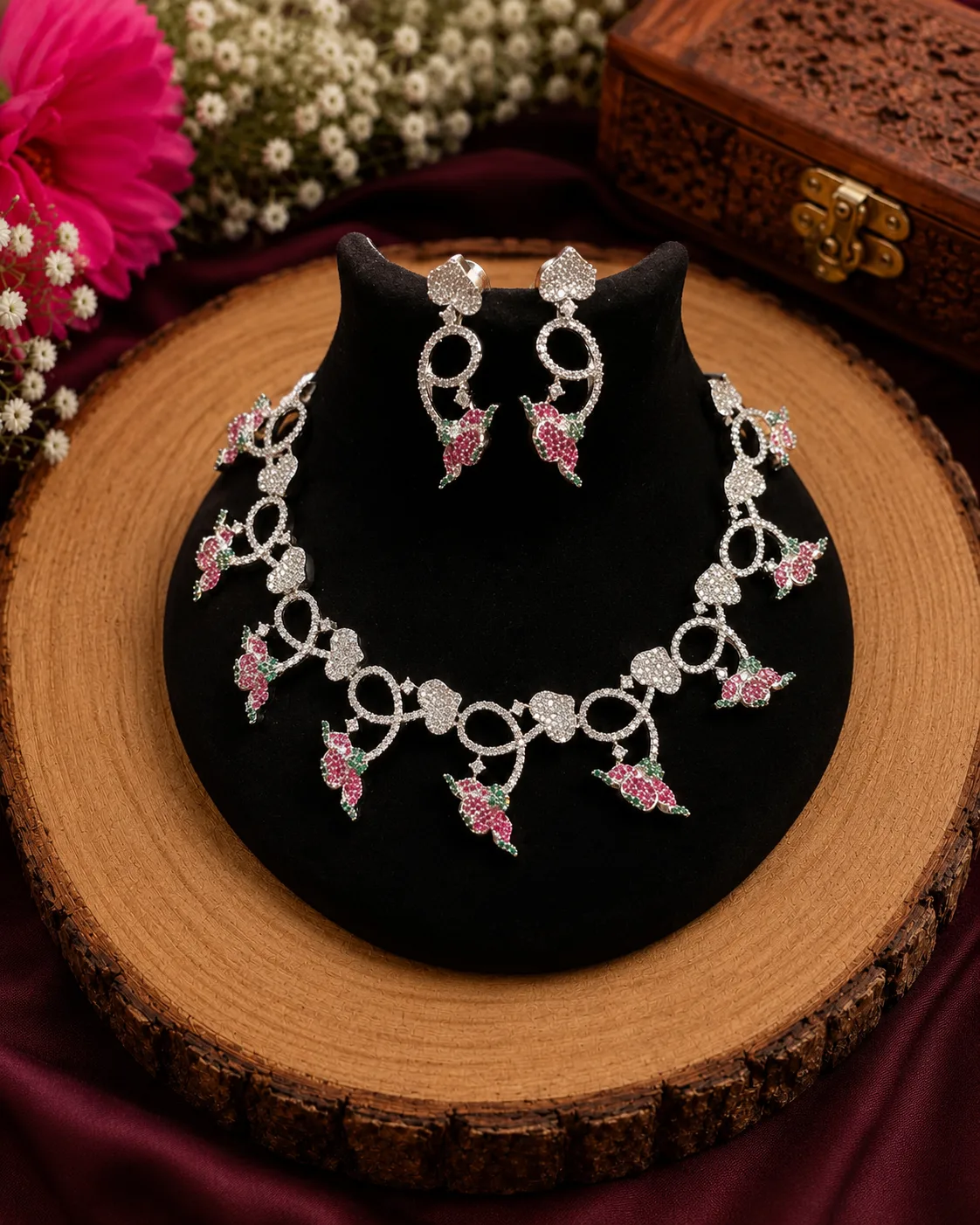 Gulbahar Floral Necklace Set — The Elysion Edit