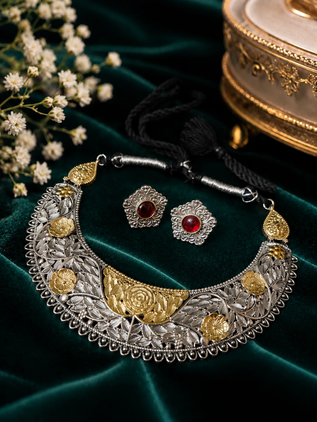 Mayur Silver-Gold Choker — The Elysion Edit