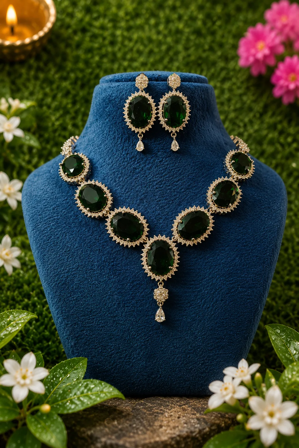 Vann Emerald Oval Necklace Set — The Elysion Edit