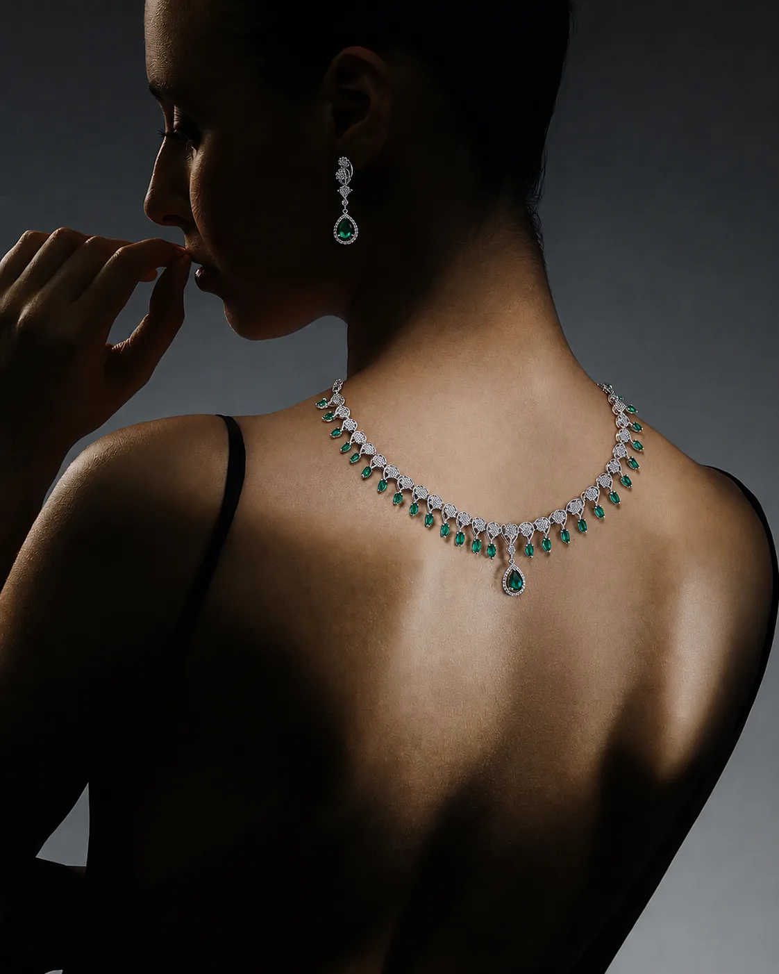 Zarina Emerald Drop Necklace Set — The Elysion Edit